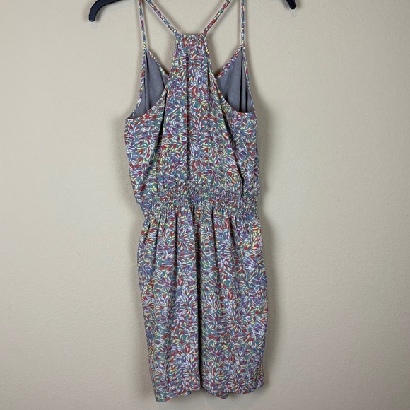 BCBGeneration Gray with Multicolored Design Racerback Dress w/ Smocked Waistband - Picture 5 of 11